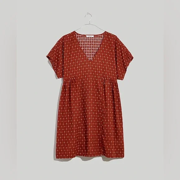 NWOT Madewell Jacquard Dolman-Sleeve Mini Dress - Medium - Burnt Orange - Picture 2 of 9
